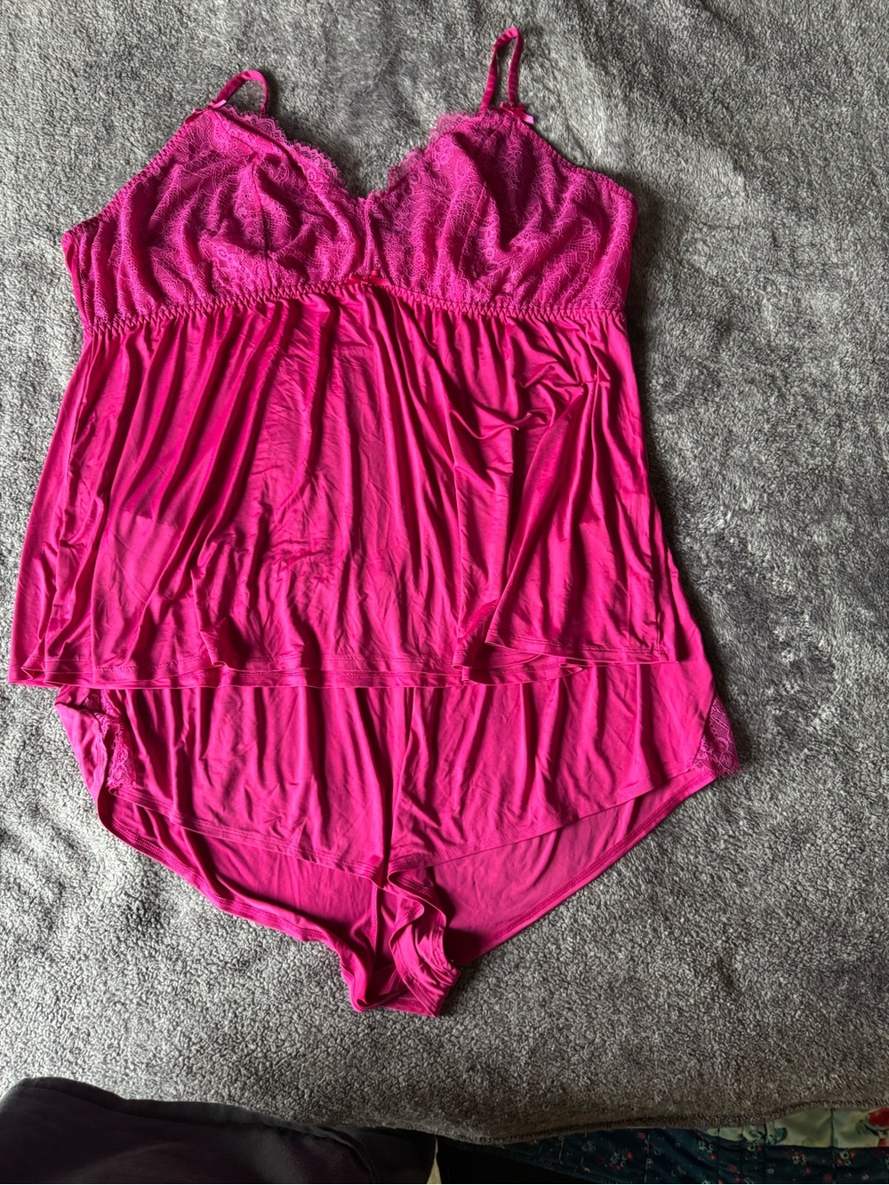 Cacique Bright Fuchsia Lace-Trim Cami & Shorts Sleep Set
